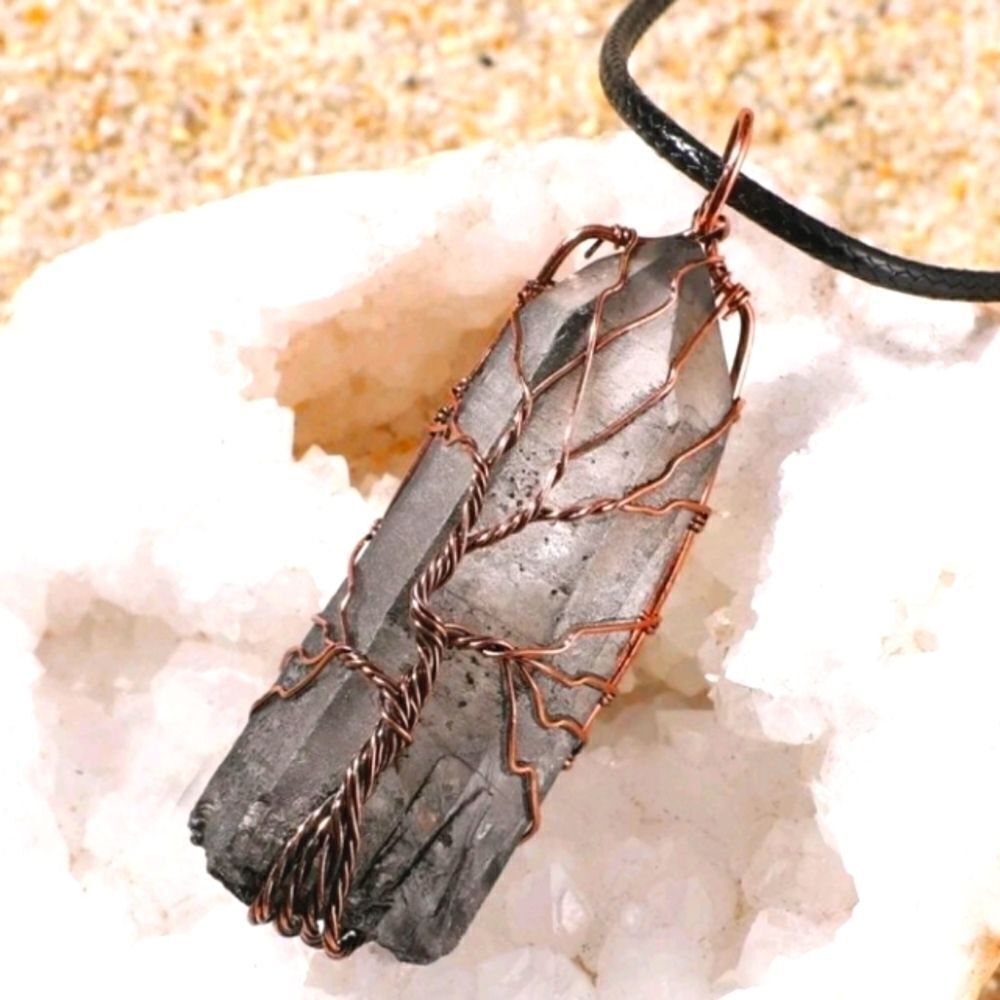Hand crafted unisex Smokey Quartz pendant necklace